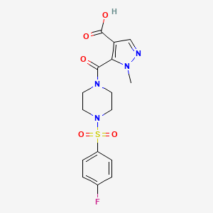 molecular formula C16H17FN4O5S B4369110 5-({4-[(4-fluorophenyl)sulfonyl]-1-piperazinyl}carbonyl)-1-methyl-1H-pyrazole-4-carboxylic acid 