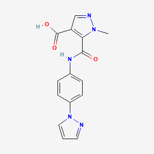 molecular formula C15H13N5O3 B4369113 1-methyl-5-({[4-(1H-pyrazol-1-yl)phenyl]amino}carbonyl)-1H-pyrazole-4-carboxylic acid 