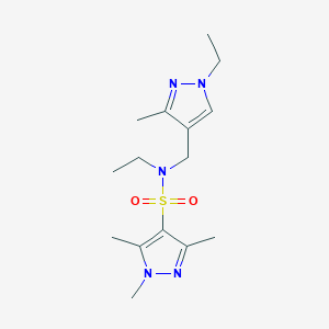 molecular formula C15H25N5O2S B4369121 N-ethyl-N-[(1-ethyl-3-methyl-1H-pyrazol-4-yl)methyl]-1,3,5-trimethyl-1H-pyrazole-4-sulfonamide 