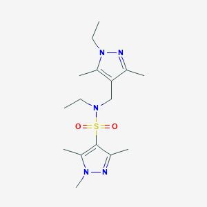 molecular formula C16H27N5O2S B4369123 N-ethyl-N-[(1-ethyl-3,5-dimethyl-1H-pyrazol-4-yl)methyl]-1,3,5-trimethyl-1H-pyrazole-4-sulfonamide 