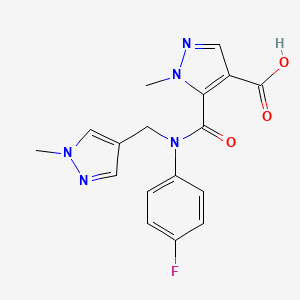 molecular formula C17H16FN5O3 B4369142 5-({(4-fluorophenyl)[(1-methyl-1H-pyrazol-4-yl)methyl]amino}carbonyl)-1-methyl-1H-pyrazole-4-carboxylic acid 