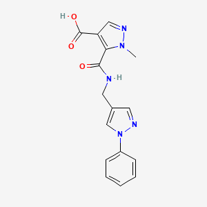 molecular formula C16H15N5O3 B4369145 1-methyl-5-({[(1-phenyl-1H-pyrazol-4-yl)methyl]amino}carbonyl)-1H-pyrazole-4-carboxylic acid 