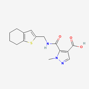 molecular formula C15H17N3O3S B4369154 1-methyl-5-{[(4,5,6,7-tetrahydro-1-benzothien-2-ylmethyl)amino]carbonyl}-1H-pyrazole-4-carboxylic acid 