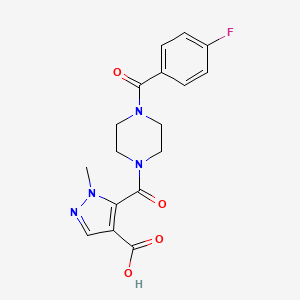 molecular formula C17H17FN4O4 B4369161 5-{[4-(4-fluorobenzoyl)-1-piperazinyl]carbonyl}-1-methyl-1H-pyrazole-4-carboxylic acid 