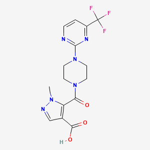 molecular formula C15H15F3N6O3 B4369167 1-methyl-5-({4-[4-(trifluoromethyl)-2-pyrimidinyl]-1-piperazinyl}carbonyl)-1H-pyrazole-4-carboxylic acid 