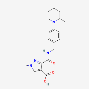 molecular formula C19H24N4O3 B4369179 1-methyl-3-({[4-(2-methyl-1-piperidinyl)benzyl]amino}carbonyl)-1H-pyrazole-4-carboxylic acid 