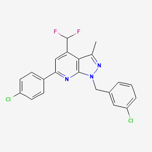 molecular formula C21H15Cl2F2N3 B4369190 1-(3-chlorobenzyl)-6-(4-chlorophenyl)-4-(difluoromethyl)-3-methyl-1H-pyrazolo[3,4-b]pyridine CAS No. 1011397-62-8