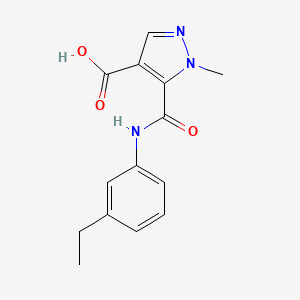 molecular formula C14H15N3O3 B4369191 5-{[(3-ethylphenyl)amino]carbonyl}-1-methyl-1H-pyrazole-4-carboxylic acid 