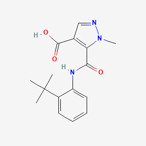 molecular formula C16H19N3O3 B4369192 5-{[(2-tert-butylphenyl)amino]carbonyl}-1-methyl-1H-pyrazole-4-carboxylic acid 