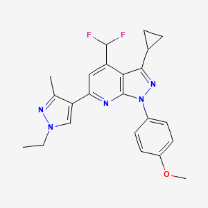 molecular formula C23H23F2N5O B4369199 3-cyclopropyl-4-(difluoromethyl)-6-(1-ethyl-3-methyl-1H-pyrazol-4-yl)-1-(4-methoxyphenyl)-1H-pyrazolo[3,4-b]pyridine 