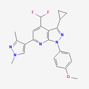 molecular formula C22H21F2N5O B4369203 3-cyclopropyl-4-(difluoromethyl)-6-(1,3-dimethyl-1H-pyrazol-4-yl)-1-(4-methoxyphenyl)-1H-pyrazolo[3,4-b]pyridine 