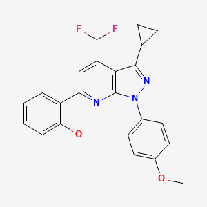 molecular formula C24H21F2N3O2 B4369216 3-cyclopropyl-4-(difluoromethyl)-6-(2-methoxyphenyl)-1-(4-methoxyphenyl)-1H-pyrazolo[3,4-b]pyridine 