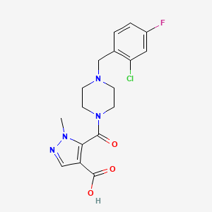 molecular formula C17H18ClFN4O3 B4369219 5-{[4-(2-chloro-4-fluorobenzyl)-1-piperazinyl]carbonyl}-1-methyl-1H-pyrazole-4-carboxylic acid 