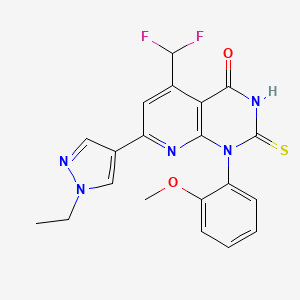 molecular formula C20H17F2N5O2S B4369226 5-(difluoromethyl)-7-(1-ethyl-1H-pyrazol-4-yl)-2-mercapto-1-(2-methoxyphenyl)pyrido[2,3-d]pyrimidin-4(1H)-one 