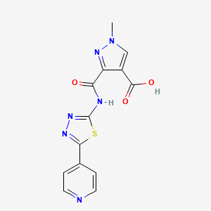 molecular formula C13H10N6O3S B4369241 1-methyl-3-({[5-(4-pyridinyl)-1,3,4-thiadiazol-2-yl]amino}carbonyl)-1H-pyrazole-4-carboxylic acid 