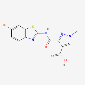 molecular formula C13H9BrN4O3S B4369264 3-{[(6-bromo-1,3-benzothiazol-2-yl)amino]carbonyl}-1-methyl-1H-pyrazole-4-carboxylic acid 