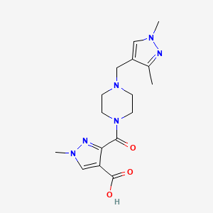 molecular formula C16H22N6O3 B4369265 3-({4-[(1,3-dimethyl-1H-pyrazol-4-yl)methyl]-1-piperazinyl}carbonyl)-1-methyl-1H-pyrazole-4-carboxylic acid 