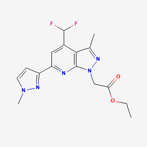 molecular formula C16H17F2N5O2 B4369306 ethyl [4-(difluoromethyl)-3-methyl-6-(1-methyl-1H-pyrazol-3-yl)-1H-pyrazolo[3,4-b]pyridin-1-yl]acetate 