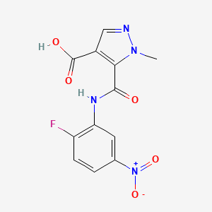 molecular formula C12H9FN4O5 B4369327 5-{[(2-fluoro-5-nitrophenyl)amino]carbonyl}-1-methyl-1H-pyrazole-4-carboxylic acid 