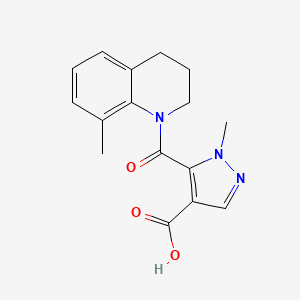 molecular formula C16H17N3O3 B4369328 1-methyl-5-[(8-methyl-3,4-dihydro-1(2H)-quinolinyl)carbonyl]-1H-pyrazole-4-carboxylic acid 