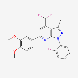 molecular formula C22H18F3N3O2 B4369352 4-(difluoromethyl)-6-(3,4-dimethoxyphenyl)-1-(2-fluorophenyl)-3-methyl-1H-pyrazolo[3,4-b]pyridine 