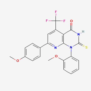 molecular formula C22H16F3N3O3S B4369365 2-mercapto-1-(2-methoxyphenyl)-7-(4-methoxyphenyl)-5-(trifluoromethyl)pyrido[2,3-d]pyrimidin-4(1H)-one 