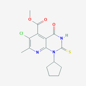 molecular formula C15H16ClN3O3S B4369369 methyl 6-chloro-1-cyclopentyl-2-mercapto-7-methyl-4-oxo-1,4-dihydropyrido[2,3-d]pyrimidine-5-carboxylate 