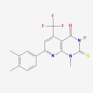molecular formula C17H14F3N3OS B4369378 7-(3,4-dimethylphenyl)-2-mercapto-1-methyl-5-(trifluoromethyl)pyrido[2,3-d]pyrimidin-4(1H)-one 