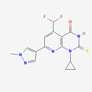 molecular formula C15H13F2N5OS B4369397 1-cyclopropyl-5-(difluoromethyl)-2-mercapto-7-(1-methyl-1H-pyrazol-4-yl)pyrido[2,3-d]pyrimidin-4(1H)-one 