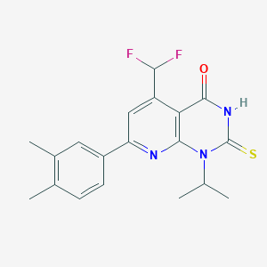 molecular formula C19H19F2N3OS B4369410 5-(difluoromethyl)-7-(3,4-dimethylphenyl)-1-isopropyl-2-mercaptopyrido[2,3-d]pyrimidin-4(1H)-one 