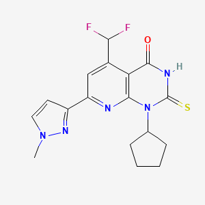 molecular formula C17H17F2N5OS B4369418 1-cyclopentyl-5-(difluoromethyl)-2-mercapto-7-(1-methyl-1H-pyrazol-3-yl)pyrido[2,3-d]pyrimidin-4(1H)-one 