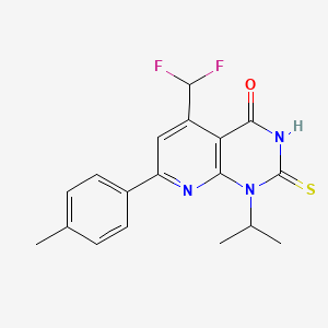 molecular formula C18H17F2N3OS B4369426 5-(difluoromethyl)-1-isopropyl-2-mercapto-7-(4-methylphenyl)pyrido[2,3-d]pyrimidin-4(1H)-one 