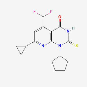 molecular formula C16H17F2N3OS B4369431 1-cyclopentyl-7-cyclopropyl-5-(difluoromethyl)-2-mercaptopyrido[2,3-d]pyrimidin-4(1H)-one 