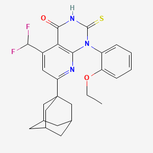 molecular formula C26H27F2N3O2S B4369451 7-(1-adamantyl)-5-(difluoromethyl)-1-(2-ethoxyphenyl)-2-mercaptopyrido[2,3-d]pyrimidin-4(1H)-one 