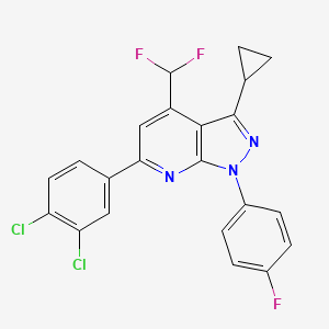 molecular formula C22H14Cl2F3N3 B4369462 3-cyclopropyl-6-(3,4-dichlorophenyl)-4-(difluoromethyl)-1-(4-fluorophenyl)-1H-pyrazolo[3,4-b]pyridine 