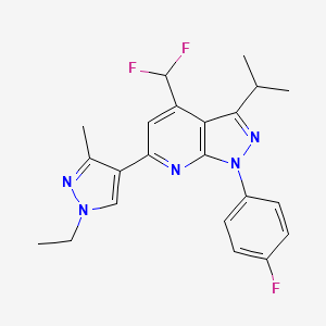 molecular formula C22H22F3N5 B4369490 4-(difluoromethyl)-6-(1-ethyl-3-methyl-1H-pyrazol-4-yl)-1-(4-fluorophenyl)-3-isopropyl-1H-pyrazolo[3,4-b]pyridine 