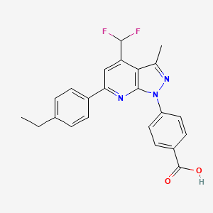 molecular formula C23H19F2N3O2 B4369504 4-[4-(difluoromethyl)-6-(4-ethylphenyl)-3-methyl-1H-pyrazolo[3,4-b]pyridin-1-yl]benzoic acid 