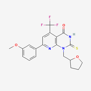 molecular formula C20H18F3N3O3S B4369519 2-mercapto-7-(3-methoxyphenyl)-1-(tetrahydro-2-furanylmethyl)-5-(trifluoromethyl)pyrido[2,3-d]pyrimidin-4(1H)-one 