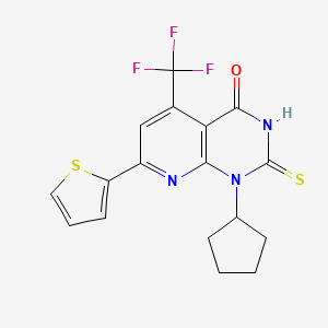 molecular formula C17H14F3N3OS2 B4369537 1-cyclopentyl-2-mercapto-7-(2-thienyl)-5-(trifluoromethyl)pyrido[2,3-d]pyrimidin-4(1H)-one 