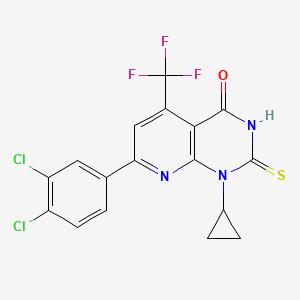 molecular formula C17H10Cl2F3N3OS B4369542 1-cyclopropyl-7-(3,4-dichlorophenyl)-2-mercapto-5-(trifluoromethyl)pyrido[2,3-d]pyrimidin-4(1H)-one 