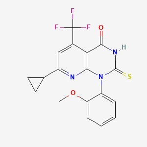 molecular formula C18H14F3N3O2S B4369549 7-cyclopropyl-2-mercapto-1-(2-methoxyphenyl)-5-(trifluoromethyl)pyrido[2,3-d]pyrimidin-4(1H)-one 