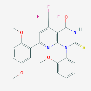7-(2,5-dimethoxyphenyl)-2-mercapto-1-(2-methoxyphenyl)-5-(trifluoromethyl)pyrido[2,3-d]pyrimidin-4(1H)-one