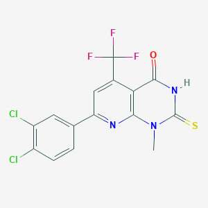 molecular formula C15H8Cl2F3N3OS B4369564 7-(3,4-dichlorophenyl)-2-mercapto-1-methyl-5-(trifluoromethyl)pyrido[2,3-d]pyrimidin-4(1H)-one 
