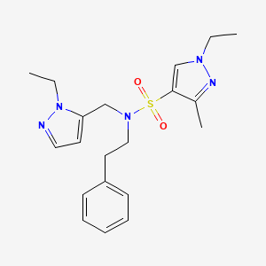 molecular formula C20H27N5O2S B4369580 1-ethyl-N-[(1-ethyl-1H-pyrazol-5-yl)methyl]-3-methyl-N-(2-phenylethyl)-1H-pyrazole-4-sulfonamide 