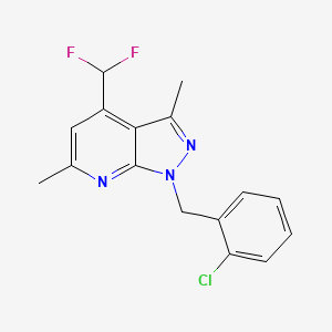 molecular formula C16H14ClF2N3 B4369596 1-(2-chlorobenzyl)-4-(difluoromethyl)-3,6-dimethyl-1H-pyrazolo[3,4-b]pyridine 