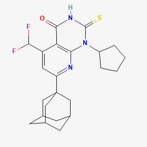 molecular formula C23H27F2N3OS B4369605 7-(1-adamantyl)-1-cyclopentyl-5-(difluoromethyl)-2-mercaptopyrido[2,3-d]pyrimidin-4(1H)-one 