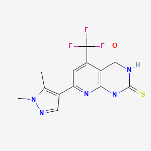 7-(1,5-dimethyl-1H-pyrazol-4-yl)-2-mercapto-1-methyl-5-(trifluoromethyl)pyrido[2,3-d]pyrimidin-4(1H)-one