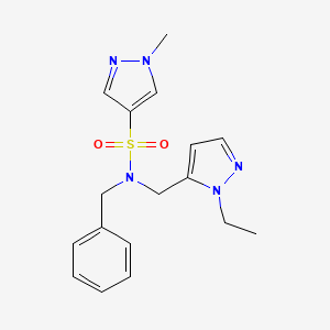molecular formula C17H21N5O2S B4369661 N-benzyl-N-[(1-ethyl-1H-pyrazol-5-yl)methyl]-1-methyl-1H-pyrazole-4-sulfonamide 