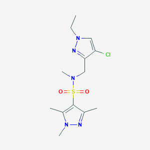 molecular formula C13H20ClN5O2S B4369665 N-[(4-chloro-1-ethyl-1H-pyrazol-3-yl)methyl]-N,1,3,5-tetramethyl-1H-pyrazole-4-sulfonamide 