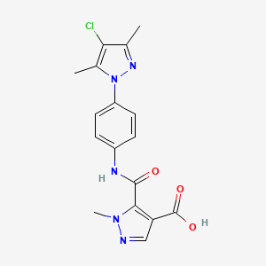 molecular formula C17H16ClN5O3 B4369670 5-({[4-(4-chloro-3,5-dimethyl-1H-pyrazol-1-yl)phenyl]amino}carbonyl)-1-methyl-1H-pyrazole-4-carboxylic acid 